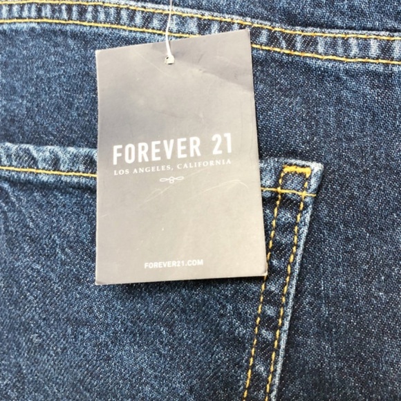 New with Tag Forever 21 Dark Wash Blue Denim Collection Button Fly Mini Skirt - Picture 15 of 16